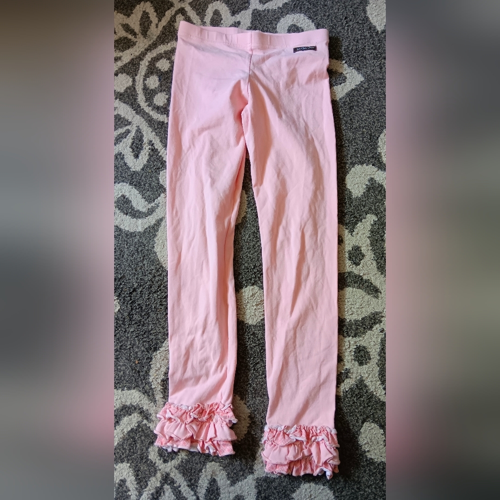 Pink Ruffle Hem Leggings